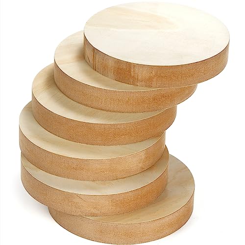 DEAYOU 6 Pack MDF Wood Circle, 6 Inch Round Unfinished Wood Board Disc, Wooden Plaque Coaster for Painting Crafts, Medium Density Fiberboard, 1" DEAYOU