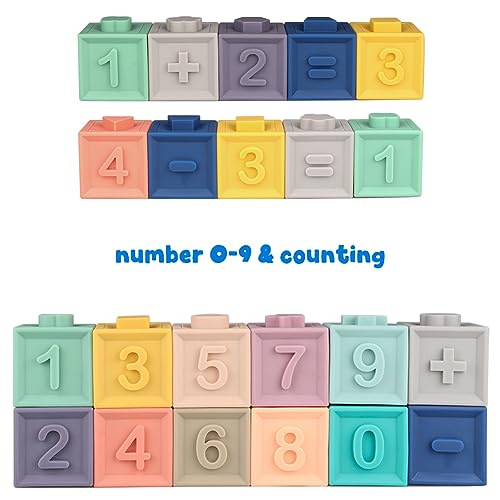 Litand Soft Stacking Blocks for Baby Montessori Sensory Infant Bath Toys for Toddlers Babies 6 9 Month 1 2 Year Old Litand