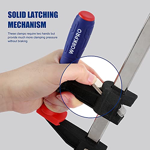 WORKPRO 12-Inch Steel Bar Clamps Set, 2-pack Quick-Release Clutch Style Bar Clamps with 2-1/2" Throat, Micro-Adjustment Handle and 600 lbs Load WORKPRO