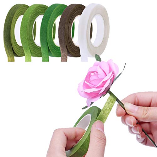 Woohome 9 PCS Floral Arrangement Tool Kit, 5 PCS Floral Tape Stem Wrap, 26 Gauge Floral Stem Wire, Double-Sided Tape and 120 PCS Ball Head Pins for Woohome