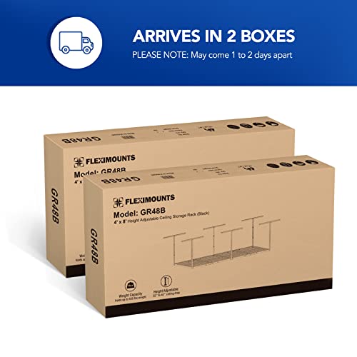 FLEXIMOUNTS 3x8 Overhead Garage Storage Rack,Adjustable Garage Storage Organization Systerm,Heavy Duty Metal Garage Ceiling Storage Racks,2 FLEXIMOUNTS