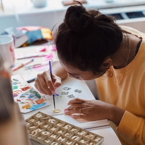 Arteza Wooden Letters and Numbers, 144 Unfinished Wood Pieces, 104 Letters, 40 Numbers, Poplar Plywood, Craft Supplies for Customizing Art Projects ARTEZA