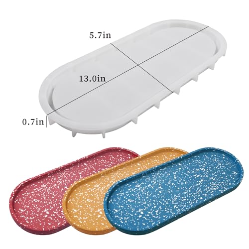 Wehous Large Resin Tray Mold, 13inch Oval Rolling Tray Molds, Big Silicone Tray Molds with Edges, Silicone Molds for Epoxy Resin, Jewelry Holder Wehous