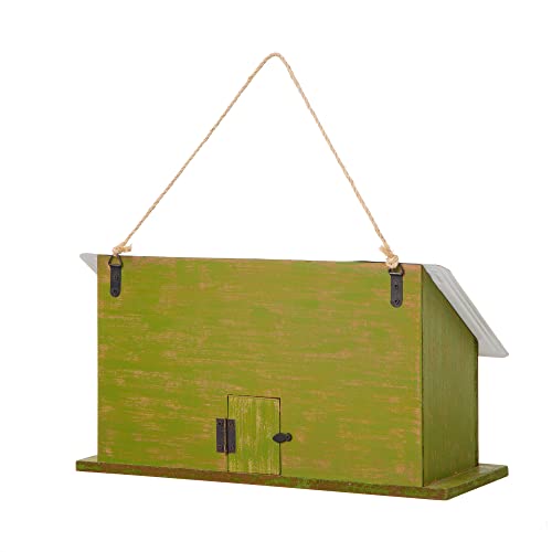 Glitzhome 14" L Oversized Hanging Birdhouse Green Distressed Wooden Licence Plate Bird House for Outdoor glitzhome