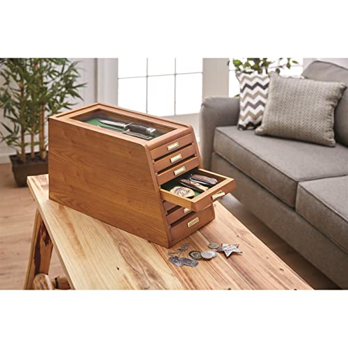 CASTLECREEK Collector's Cabinet Display Case for Collectibles, Wood 7-Drawer Storage Organizer CASTLECREEK