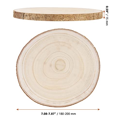 LEXININ 10 Pack 7-8 Inches Natural Round Wood Slices, Unfinished Rustic Wood Slices, Large Wooden Circles for Weddings, Table Centerpieces, Crafts, LEXININ