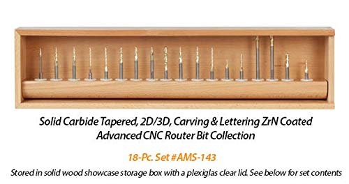 Amana Tool AMS-110 3-Pc CNC 2D and 3D Carving Ball Nose ZrN Coated Solid Carbide 1/4 Inch Shank for IntelliCarve Router Bit Collection Includes 46252 Amana Tool