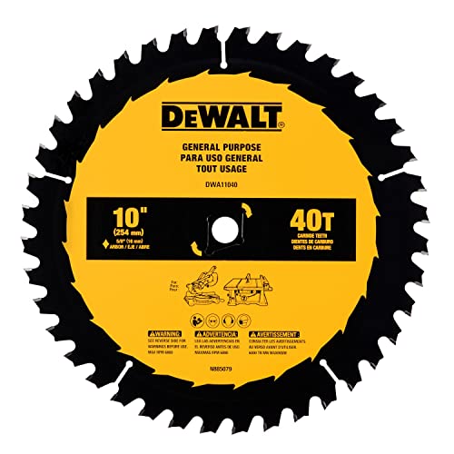 DEWALT Table Saw Blade, 10", 40 Tooth, with Fine Finish, Ultra Sharp Carbide (DWA11040) DEWALT