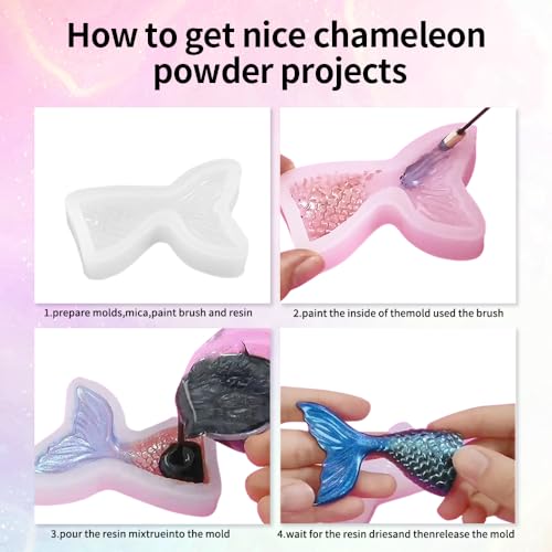 OSBANG 10 Colors Chameleon Mica Powder Color Shift Pigment Powder for Epoxy Resin Painting Soap Making Bath Bombs Candle Making Slime(0.1oz/jar) OSBANG