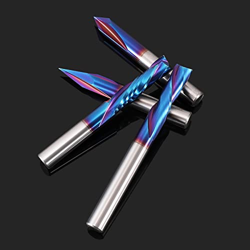 HQMaster CNC Router Bits 1/4 Inch Shank Carving Bit 8 Pcs Set for Wood Detail Profile V Groove Engraving Solid Carbide CNC Router Bit Collection HQMaster