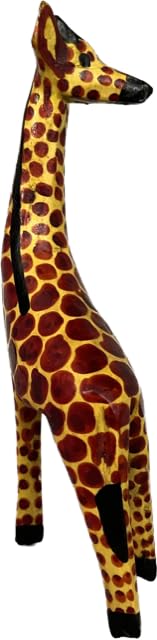 Shophaven 8" African Giraffe Wood Statue, Giraffe Wooden Art, Hand Carved Wood Decor, Giraffe Sculpture, Handmade African Art, Africa Wood Carvings, Shophaven