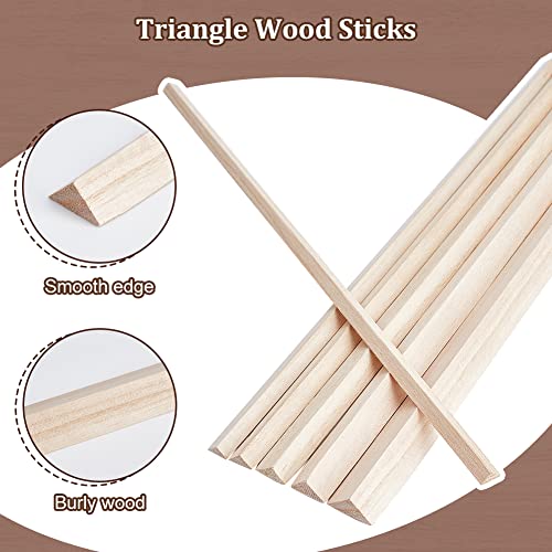 OLYCRAFT 26Pcs Triangle Wood Sticks 5 Sizes Unfinished Wooden Strips Triangle Dowels Strips Wooden Triangle Dowel Rod Natural Wood Triangle Sticks OLYCRAFT
