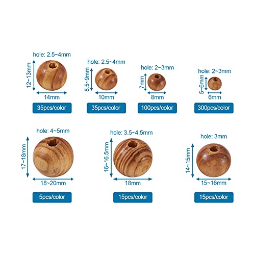 Pandahall 1010pcs Unfinished Wood Round Beads Natural Wood Loose Ball Beads for DIY Craft Jewelry Making Christmas Tree Home Decor PH PandaHall