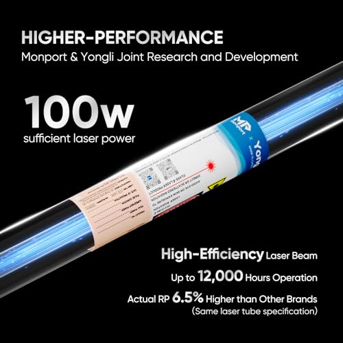 Monport 100W CO2 Laser Engraver&Water Chiller with Lightburn,20"x28" Laser Engraving Cutting Machine with Autofocus 2 Way Pass Air Assist Commercial Monport