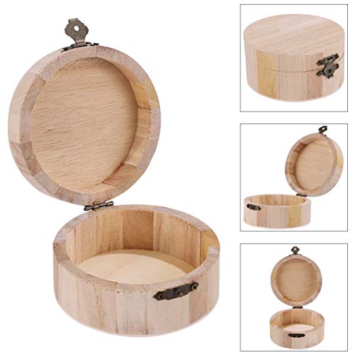 COHEALI 4pcs Unprinted Wood Case Lid Venue Your Make for Treasure Storing Locking Blank Bracelet Hinged Trinket Display Cases Necklace Front Present COHEALI
