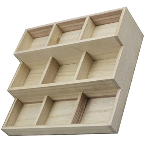 Zerodeko Organizer Tray Wooden Divided Boxes 9 Compartment Drawer Organizer Jewelry Storage Tray Earring Necklace Organizer Sundries Storage Holder Zerodeko