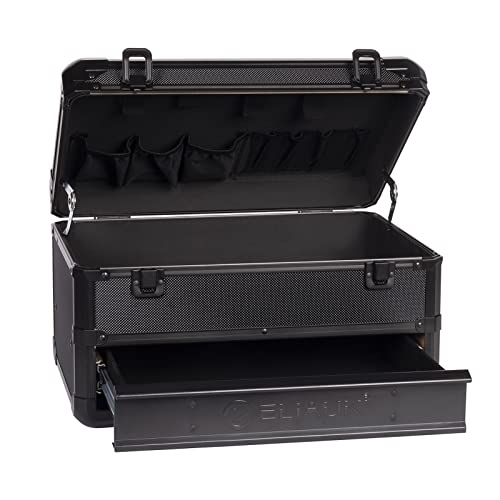 E ELIAUK Tool Box Hard Case Tool Organizer Storage Cabinet Carry Case,Toolbox with Drawers, Black E ELIAUK