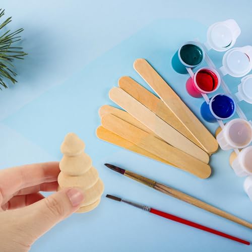 VILLCASE Unfinished Wood Christmas Tree Snowman Blank Wooden Peg Dolls Xmas Tree DIY Wooden Snowman Peg for Christmas Painting Coloring Arts Projects VILLCASE
