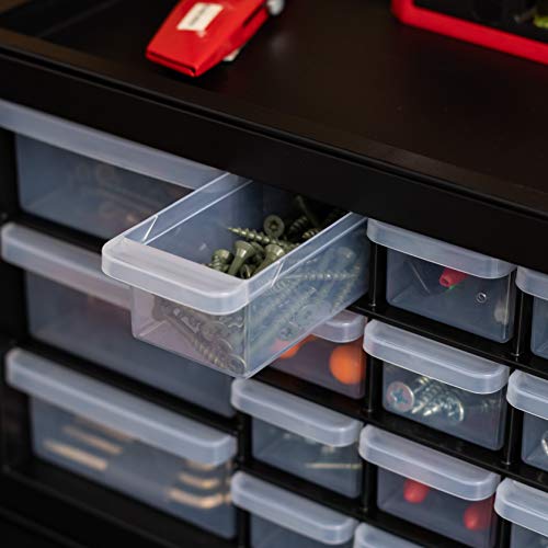 IRIS USA 26 Drawer Stackable Storage Cabinet for Hardware Crafts and Toys, 21.69-Inch W x 7-Inch D x 8.75-Inch H, Black - Small Organizer Utility IRIS