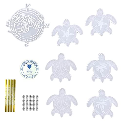 Wind Chimes Resin Molds Silicone Kit Bundle, Sea Turtle Epoxy Mold Wind Bell Silicone Moulds for Home Outdoor Indoor Decorations DIY Crafts KABAKE