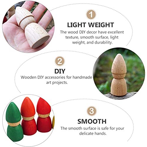 ULTNICE Dolls Peg People 6pcs Unfinished Wooden Figures Wooden Gnome Peg Doll Unpainted Wooden Dolls Crafts Desktop Ornaments Toys for Kids DIY ULTNICE