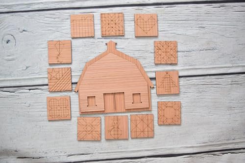 Barn with Wooden Quilt Square Design Cutout Unfinished Wood Shape Style, Interchangeable Sign and Wreath Kit Quilting Blocks AVTRBoutique