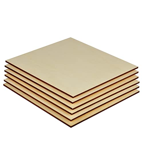 Artificer Baltic Birch Plywood, 12x12 Inch 6 Pack 1/4" Thick Unfinished Wood Squares Boards for Crafts Wooden Canvas Panels for Painting Plywood Artificer