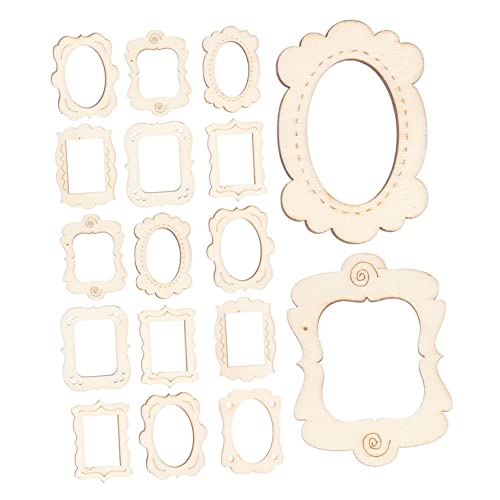 KALLORY 20pcs Small Photo Frame Unfinished Wood Slices Craft Necklace Pendant Unfinished Photo Frames Wood Frames for Crafts Scrapbooking Picture KALLORY