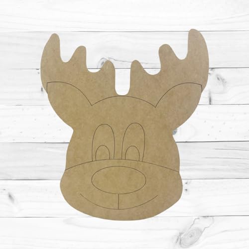 Big Nose Reindeer, Paint by Line, Christmas Shape, Unfinished Craft Shape, Build-A-Cross Build-A-Cross