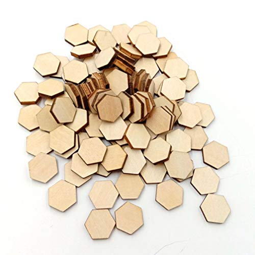 EXCEART 200Pcs 15MM Wooden Pieces Hexagon Wood Shape Unfinished Hexagon Cutout Shapes DIY Craft Project Ornaments Decorations EXCEART