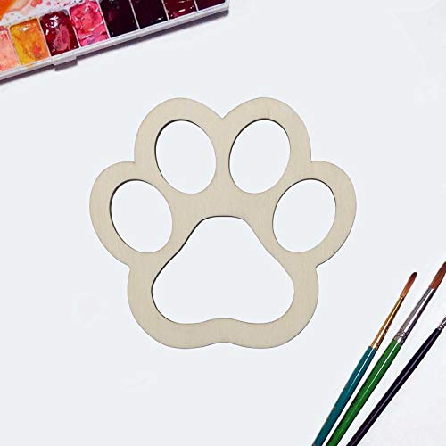 JANOU 6pcs Big Paw Shaped Wooden Cutouts Dog Cat Claws Cutouts Unfinished Wood Pet Paw Wood DIY Craft Embellishments Gift Ornaments Decoration, JANOU