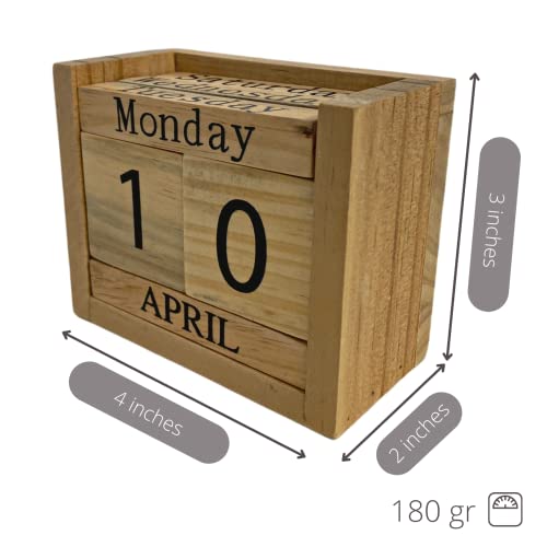 FULL OF INNOVATION Block calendar for desk, wooden rustic decor, 2024 and perpetual, wood office accesory, date day week month, new year, father FULL OF INNOVATION