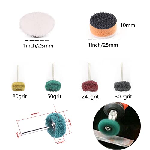 160Pcs 1inch Sanding Discs Hook and Loop 60 to 10000 Wet Dry Sandpaper with 1/8" Shank Backing Pad,Hand Sanding Block,Sponges Polishing Pads and CTPICXM