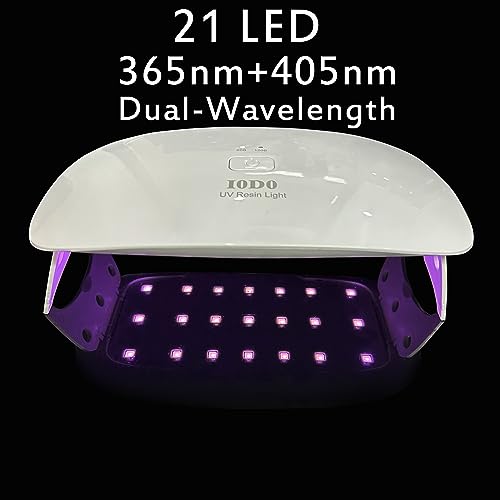 Extra Large UV Resin Light Curing for Epoxy Crafts 21 LED UV Light for Resin,Glue,3D Printer UV Resin Lamp with Timer 365nm+405nm (UV Resin Light) I0DO