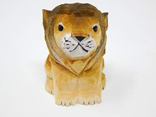 Lion Keychain Ring Hook Clip Charm Miniature Wood Mini Figurine Small Animal Male Mane King Feline Selsela
