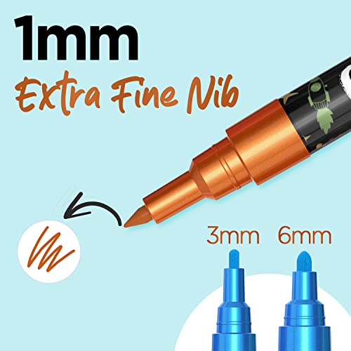 Extra Fine Tip Metallic Chalk Markers (10 Pack, 1mm) Liquid Chalk Pens - For Blackboards, Chalkboard, Bistro Menu, Window - Wet Wipe Erasable Chalkola