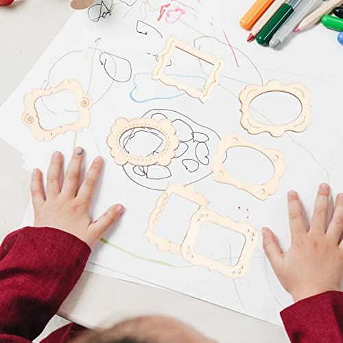 COHEALI 20pcs Undyed Wood Photo Frame Pendants Unfinished Wooden Cutout Shapes Pieces Necklace Earrings Charms Ornament for Jewelry Making DIY Craft COHEALI