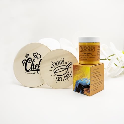 DGAGA Wood Burning Paste Wood Burning Gel for Heat Gun Heat Activated Paste for Craft Chalk Paste for Wood Burning Etching Marker Stencil Wood DGAGA