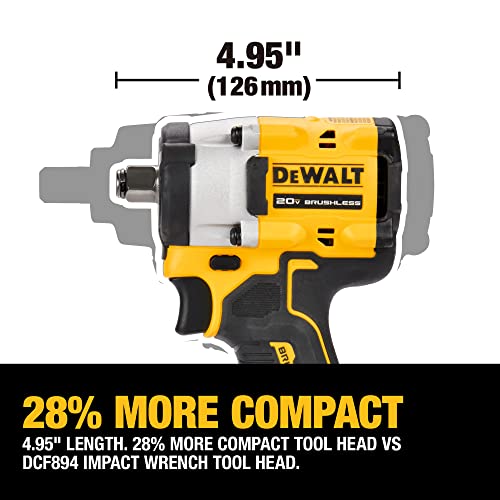 DEWALT ATOMIC 20V MAX* 1/2 in. Cordless Impact Wrench with Hog Ring Anvil (Tool Only) (DCF921B) DEWALT