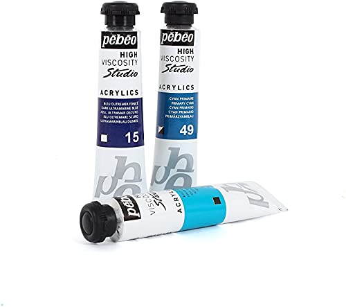 Pebeo High Viscosity Acrylics- 30x20ml Studio Acrylic Paint Set for Painting Canvas, Wall Art Decor, Cosplay Accessories, Paint by Numbers- Acrylic WoodArtSupply