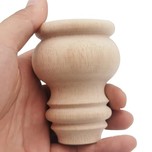 Btibpse 3" Tall Solid Wood Furniture Legs Unfinished Bun Feet for Cabinet Sofa Ottoman TV Stand Loveseat Dresser Set of 4 Btibpse