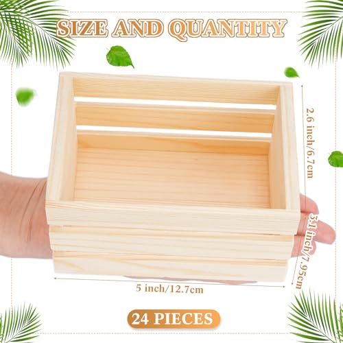 Roowest 24 Pcs Small Wooden Crates Wood Craft Nesting Wood Basket Unfinished Wooden Storage for Milk Wine Towel Toys Display Home Bathroom Roowest