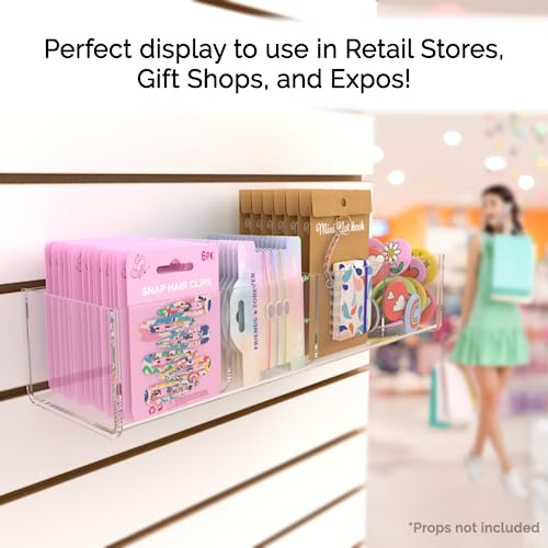 Marketing Holders 2 Pack Slatwall Acrylic Retail Tray Four Compartment 15.75" Wide x 4.75" Deep Clear Product Merchandise Storage Organizer for Marketing Holders