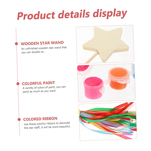 VILLCASE 1 Set Painting Materials Fairy Wand Kit DIY Fairy Wand Craft Girl Fairy Wand Kids Painting Tool Unfinished Wood Wand Crafts Homemade Fairy VILLCASE