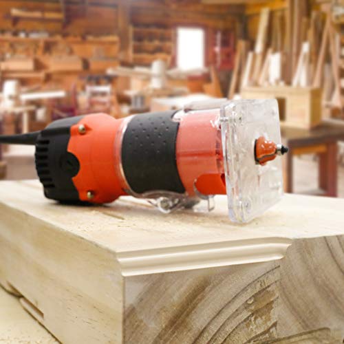 THINKWORK Compact Router, 6.5-Amp 1.25 HP Compact Wood Palm Router, Wood Trimmer with 15 pieces 1/4" Router Bits Set, 30000R/MIN THINKWORK