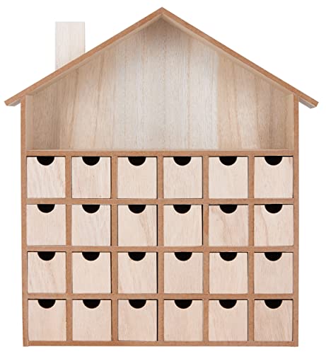 BRUBAKER Wooden Advent Calendar to Fill with 24 Drawers - DIY Unfinished Christmas Calendar for Painting, Crafting and Self-Design - Christmas House BRUBAKER