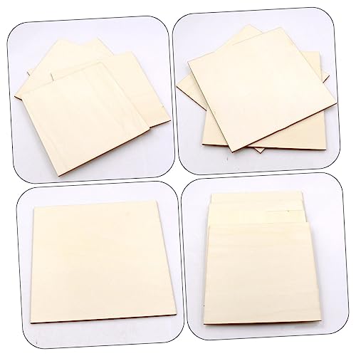 SEWOART 16pcs Pieces Square Wood Chips Wooden Cutouts Board Wooden Pallets Unfinished Wood Tiles Wooden Square Cutouts Wooden Squares for Crafts SEWOART