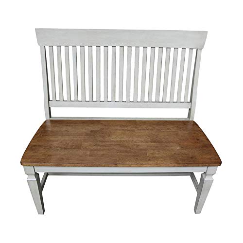 IC International Concepts Vista Slatback Bench, 42.1 in W x 22.6 in L x 39.4 in H, Distressed Hickory/Stone IC International Concepts