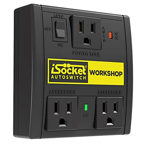 i-Socket Automated Vacuum Switch, Dust Control with Automatic Shutoff and Delay - Prevents Inrush Current from Circuit Overload i-Socket