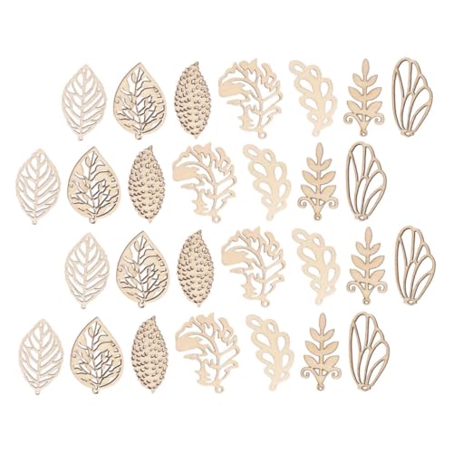 EXCEART 50pcs Christmas Stickers Leaves Wooden Cutouts Plain Wooden Leaf Slices Thanksgiving Fay DIY Crafts Unfinished Christmas Ornaments DIY Wood EXCEART